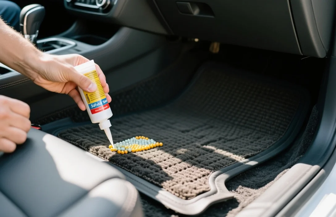 Modifying Mat Backing with Silicone Sealant Beads - how to stop car floor mats from sliding