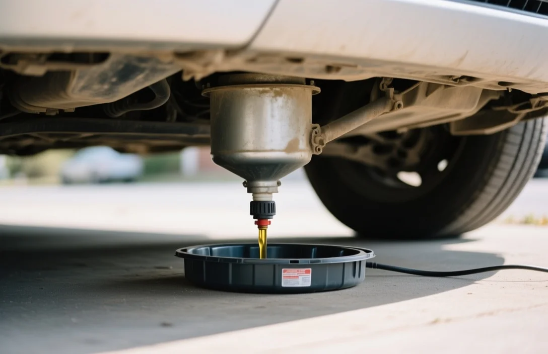 Positioning the Drain Pan Under Your Vehicle - how to use an electric oil drain pan