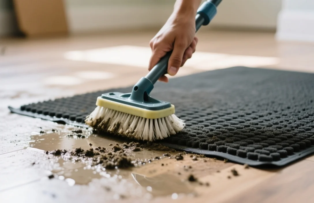 Scrubbing Away Ground-in Dirt - how to wash rubber floor mats